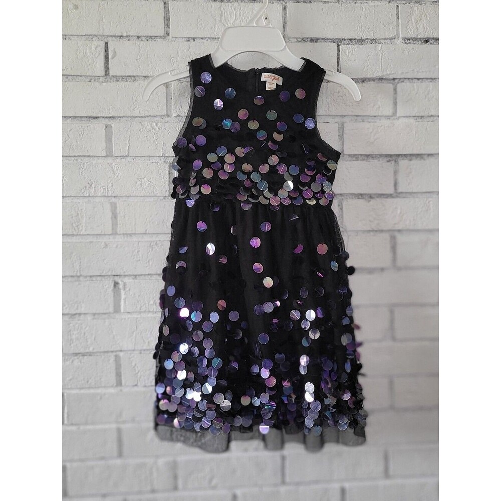 Cat & Jack Girls' Sequin Tulle Party Dress - Size S (6/6X)